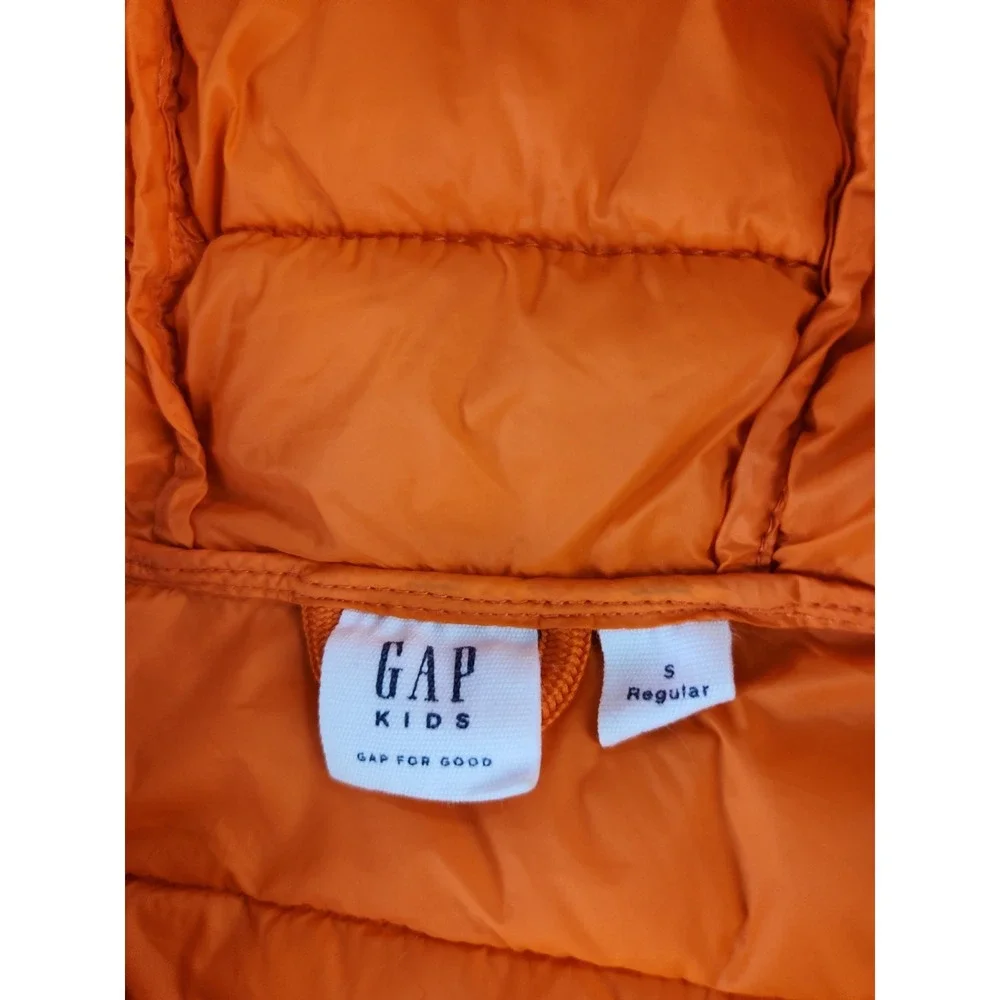 Orange Gap Kids lightweight hooded puffer jacket Full Zip Coat Safety Sz SMALL